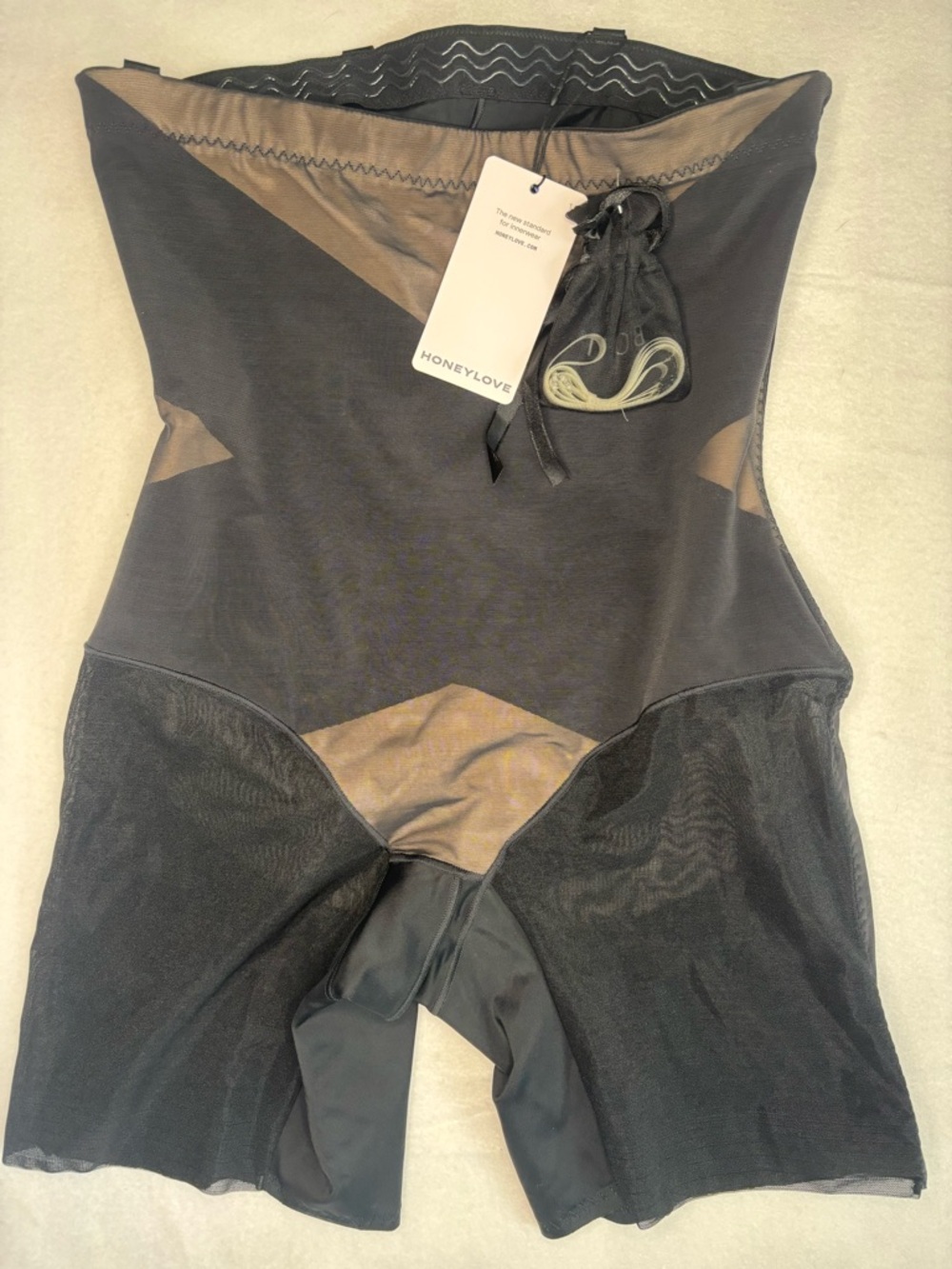 Honeylove Black High-Waist Shaping Bodysuit with Mesh Insets - Picture 3 of 13